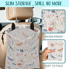 Car Garbage Bag Watercolor Flowers and Dragonflies Hanging Canvas Car Trash Bag Drawstring Car Back Seat Organizer for Car Back Front Seat Console with Adjustable Buckle
