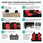 FH Group Automotive Rear Car Seat Covers for SUV, Trucks, Sedan and More - Universal Fit Front High Back & Rear Solid Bench D