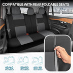 BDK PolyPro Car Seat Covers Full Set in Gray on Black, Front and Rear Split Bench Seat Covers for Cars, Easy to Install Car S