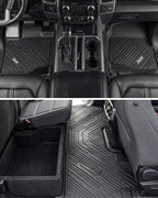 3W Floor Mats (with Metal Pedals) Fit for Ford F-150 2015-2026 & F150 Lightning 2022-2025 SuperCrew, TPE All Weather Car Mats Custom Fit Accessories (w/s Original fold Under-Seat Storage Box)