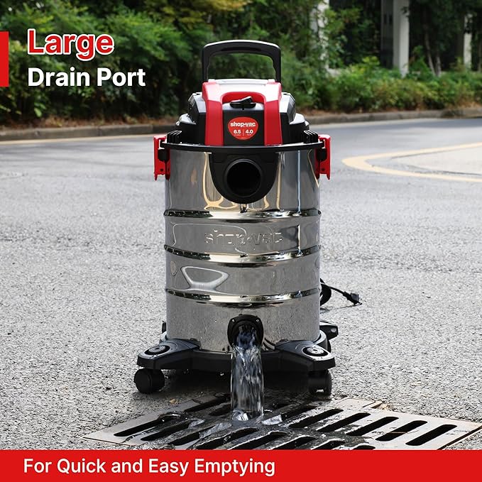 Shop-Vac 6.5 Gallon 4.0 HP Wet/Dry Vacuum with Blower Function, Stainless Steel Tank, Portable Shop Vacuum with Wheels, Inclu