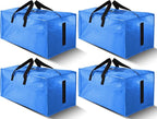 HOMESURE 4 Pack Large Strong Moving Bags with Zippers & Carrying Handles - Water-Resistant - Heavy Duty Storage Tote for Spac