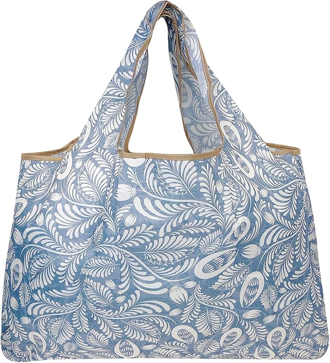 allydrew Large Foldable Tote Nylon Reusable Grocery Bags, 5 Pack