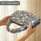 Small Storage Basket Organizer, Mini Fabric Floral Storage Baskets with Handle, Quilted Portable Collapsible Storage (K)
