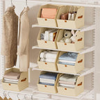 Homsorout Fabric Closet Storage Cubes - 8 Pack Square Storage Bins with Dual Handles for Clothes, Towels, Toys, Cube Storage 