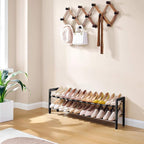 FAVOOSTY 2-Tier Expandable Shoe Rack, Adjustable Shoe Shelf Storage Organizer Space Saving Metal Free Standing Shoe Rack for 