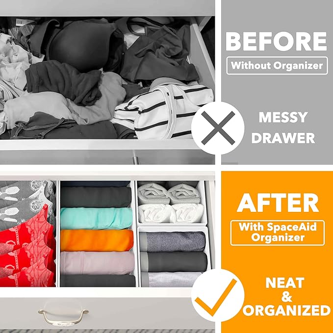 SpaceAid Drawer Organizer Clothes, 12 Pack Dresser Organizer Bins for Nursery, Closet Organization and Storage Dividers for C
