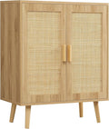 Iwell Storage Cabinet with 2 Shelves, Rattan Cabinet with 2 Doors, Sideboard Buffet Cabinets with Storage for Living Room, Di