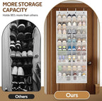 MISSLO 24 Pairs Over the Door Shoe Organizer Breathable Mesh Hanging Shoe Rack for Closet Storage with Wide Deep Pockets 8 Ti