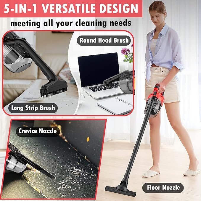 Cordless Vacuum Cleaner for Milwaukee M18 Battery, 5 in 1 Cordless Vacuum with 500W Brushless Motor Max 18000r/Min，50CFM 100A