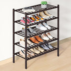 Smiry Bamboo Shoe Rack for Closet, 5 Tier Wooden Stackable Shoe Organizer, Free Standing Shoes Storage Shelf for Entryway, Fr