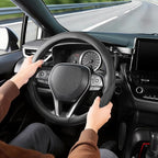 SEG Direct Steering Wheel Cover 15.5-16 inch (39.5-41 cm) Large Size, Microfiber Leather, Non-Slip Comfortable Grip, Fits Car