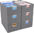 ANMINY 6PCS Storage Baskets for Organizing Collapsible Fabric Storage Bins Boxes with Wood Handles Closet Shelves Cube Organi