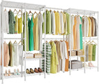 Higeego H5 Pro Heavy Duty Clothes Rack Wardrobe Closet for Hanging Clothes, Freestanding Garment Rack with Expandable Hanger 