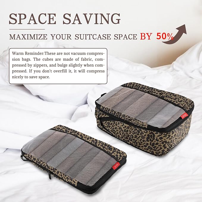 U+U 6 Set Compression Packing Cubes - Ultralight Travel Organizers with Laundry Bag, Space-Saving Suitcase Organizer, Expanda