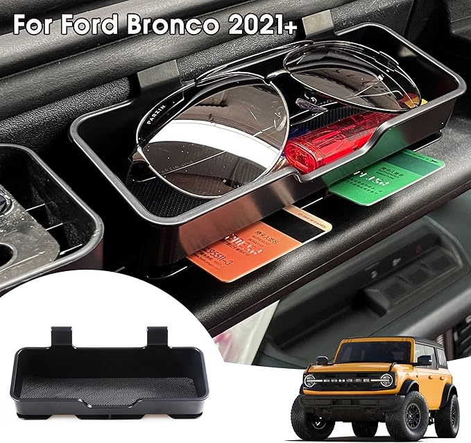 Sunglass Holder Card Storage Box for Ford Bronco 2021 2022 2023 2024 2025 2026 2 Door 4 Door Sunglasses Glasses Holder Sunglasses Mount Sun Visor Organizer Interior Accessories