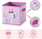 Idea Nuova Disney Minnie Mouse Set of Two Spacious Collapsible Storage Cubes, 10"x10", Minnie Mouse / Pink