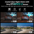 BOTSLAB 4K Dash Cam Front, STARVIS 2 Sensor, Voice Control, 64GB Card Included, 5GHz WiFi, Built in GPS, WDR Night Vision, 17