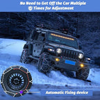 Snow Chains for Pickup Trucks, 2 Piece x 12mm, 1 Minute Quick Installation Tire Chains with Automatic Tensioner, Heavy-Duty E