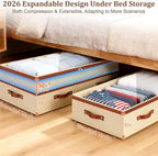 Dolicer 2 Pack Under Bed Storage with Wheels, 6in-10in Height Adjustable Underbed Storage Containers, 92L XXXL Under Bed Draw