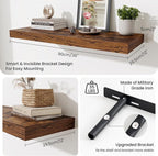 Fun Memories 12" Deep Floating Shelves for Wall, 36" W x 12" D Floating Shelves, Long Wood Floating Wall Shelf for Living Roo
