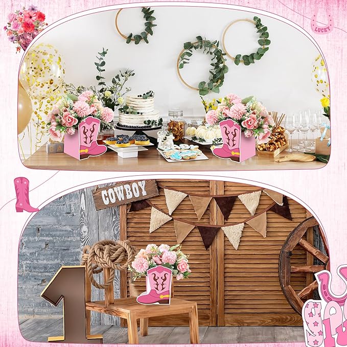 8 Set Western Cowboy Boots Flower Boxes Centerpiece Boot Shape Gift Boxes Western Party Decoration Vase Centerpieces for Tabl