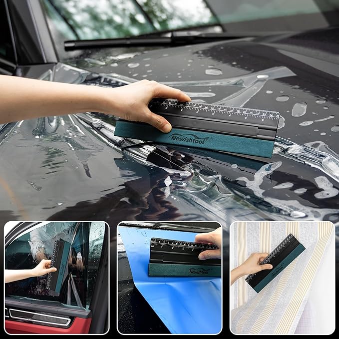 NEWISHTOOL Vinyl Wrap Squeegee for Vinyl, Big Size Wallpaper Smoothing Squeegee, 3 Pack 25CM Decals Squeegee with Ruler & Micro Suede Felt Edge for Sign Making Graphic Window Tint Film Application