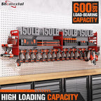 2-Pack Large Power Tool Organizer Wall Mount,Heavy Duty Cordless Tool Organizer with 18 Drill Holder,600 Lbs Capacity 3-Layer