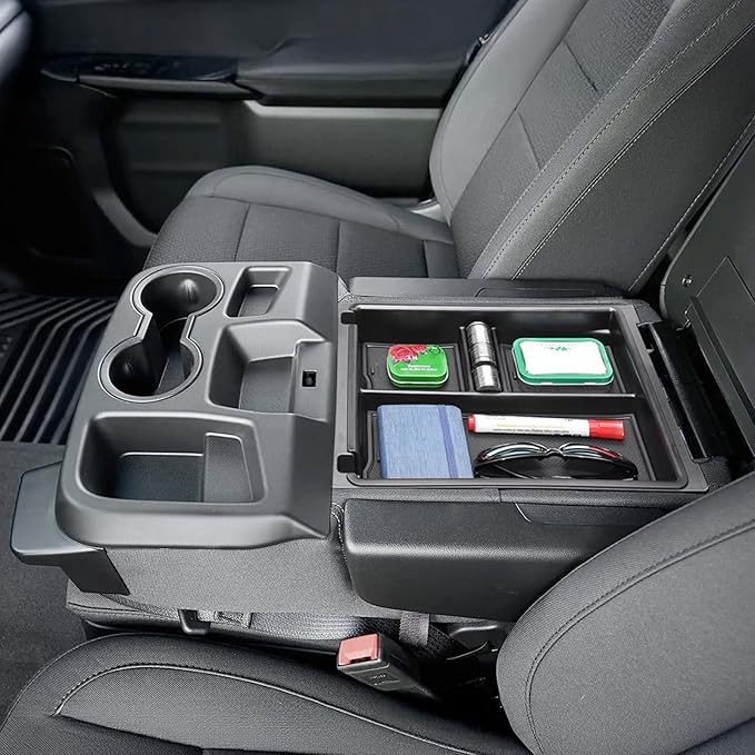 JKCOVER Center Console Organizer Tray Compatible with 2019-2026 Silverado/Sierra 1500 and 2020-2026 Silverado/Sierra 2500HD 3500HD Accessories Armrest Storage Box (Only for Split Bench Seat)