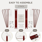MORALVE Pants Hangers Space Saving - 2 Pack European Beechwood Scarf and Jean Hangers - Closet Organizer and Space Saver Pant