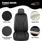 CAROMOP Luxury Faux Leather&Fabric Car Seat Covers 2 Front Seats with Breathable 3D Foam Back Support, Universal Seat Covers 