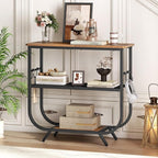 HOOBRO Floating Shelves, 31.5" Narrow Entryway Table with Storage Shelves, Wall Mounted Storage Shelves 2-Tier, Sofa Table wi