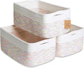 NaturalCozy 13.5”x8.5”x5.5” Rectangle Storage Baskets for Shelves 3 Pack | Cotton Rope Woven Small Baskets for Organizing | S