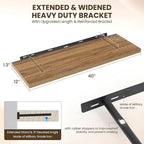 Dreamland 40" Floating Shelves for Wall, 12" Deep Slim Walnut Floating Shelves, Wall-Mounted Shelves for Bedroom, Living Room
