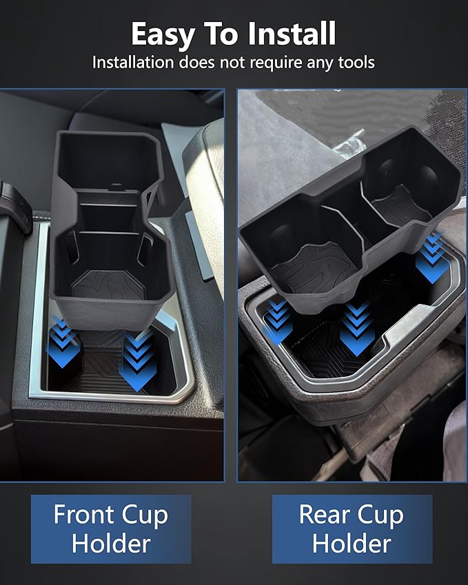 Cup Holder Inserts for Toyota Tacoma 2024 2025 2026 Accessories, Non-Slip TPE Center Console Front & Rear Cup Holder Protector Organizer for Tacoma Interior Accessories