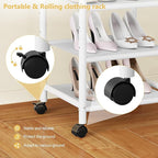 Furologee Portable Clothes Rack for Hanging Clothes, Rolling Clothing Rack With 3-Tier Shelves, Small Garment Rack with Wheel