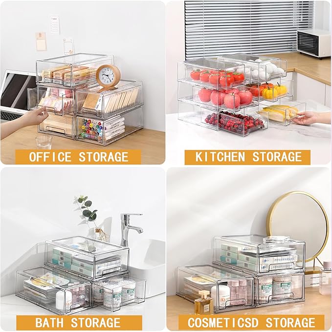 Clear Drawer-Type Plastic Storage Box Bins Organizer, Family First Aid Kits Medicine Cabinet Box Organizer, Closet Shelf