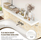 72 Inch White Floating Shelf | 12 Inch Deep Floating Shelves Set of 1 | 72" D x 12" D Rustic Wood Shelves for Wall | Deep Whi