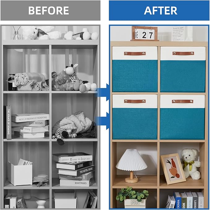 Temary Cube Storage Bins Storage Cube Bins for Home, 4 Pack Fabric Storage Bins for Organization, Storage Cubes 13x13 Cube Ba