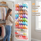 20-30 Pairs Over the Door Shoe Organizer, Transparent PVC Hanging Shoe Rack for Closet, 10-Tier Door Shoes Storage, Crystal-C