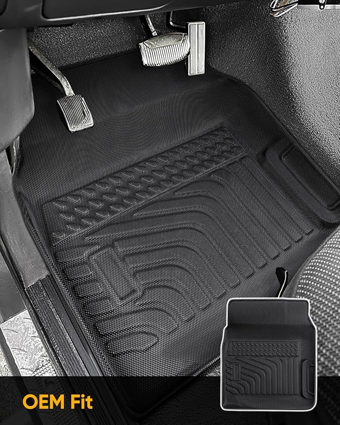 All Weather Floor Mats for Ford F150/Ford Bronco 1980-1996, F-250/F350 1980-1997 Classic Ford Truck Accessories 1980-1986 1987 1988 1989 1990 1991 1992-1996 Waterproof Nonslip TPE Liner Cover Black