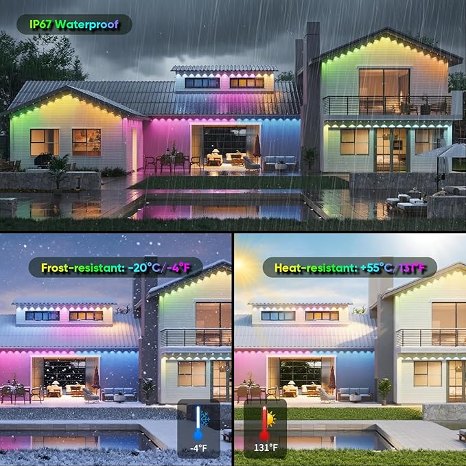 iNextStation 360° Glow USB Rope Lights 16.4FT RGB LED Lights, Braided Silicone Led Strip Lights, IP67 Waterproof, APP/Remote Control, Music Sync, Neon Lights Strip Color Changing for Outdoor/Indoor