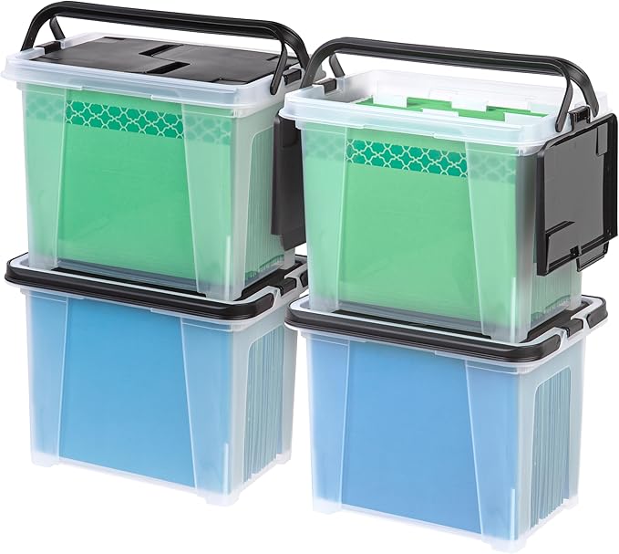 IRIS USA File Box File Organizer w/Wing Lid for Letter/Legal File, Water Resistant Document Box, BPA-Free Plastic Storage Bin