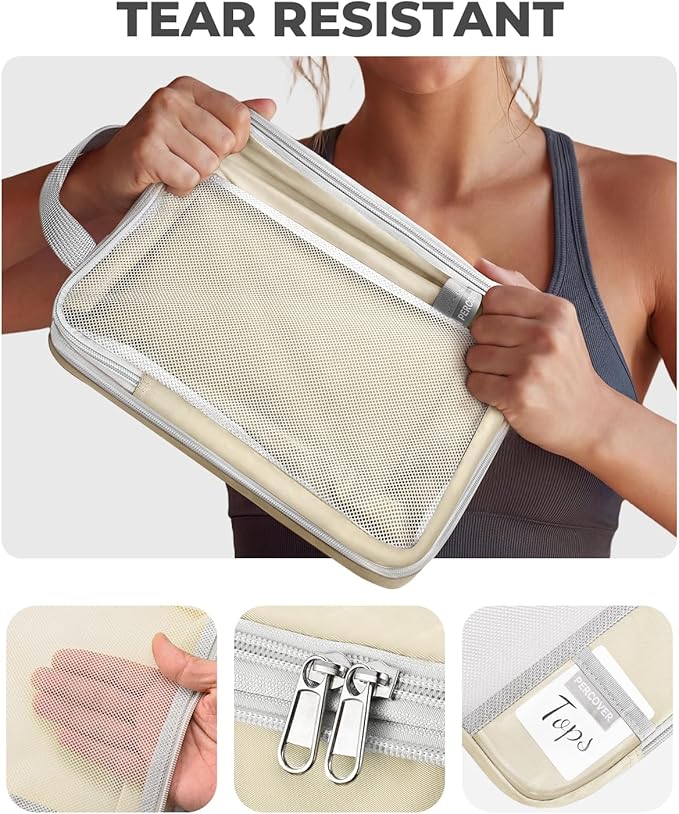 Percover Compression Packing Cubes 4-Piece Set, Packing Cubes Compression for Travel with Label Pockets, Travel Organizer for