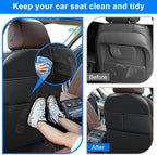 Kick Mats Back Seat Protector Fit for Lexus RCSeries with 2 Pocket Storage Organizer - Faux Leather Waterproof Dirt Proof for Kids Feet Automotive Accessories (1 Pair,Black)