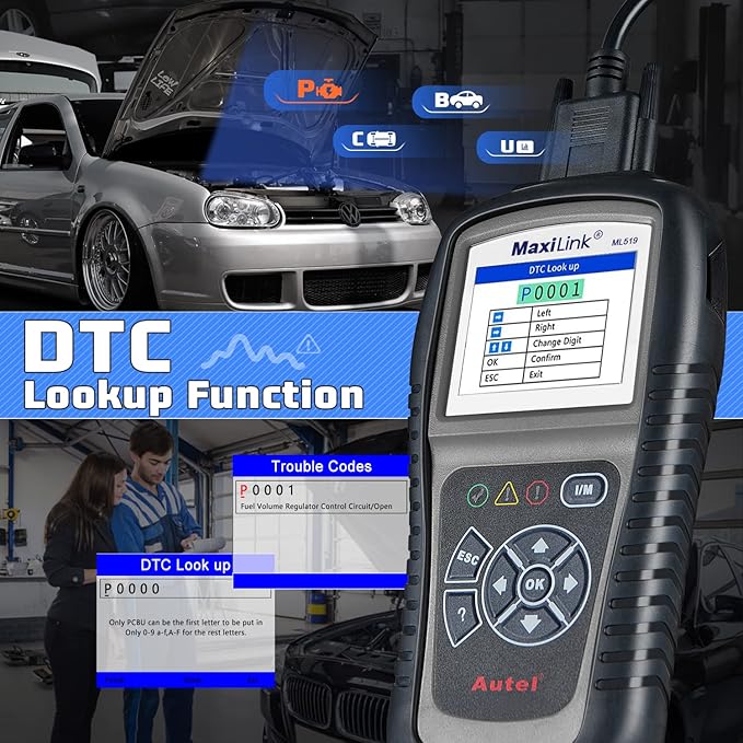 Autel MaxiLink ML519 Enhanced Mode 6 OBD2 Scanner Auto Diagnostic Scan Tool Check Engine Fault Code Reader CAN Scan Tool,