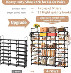 ROJASOP Large Shoe Rack Organizer for Entryway Closet 64-68 Pairs 9-Tier Heavy Duty Tall Garage Shoe Rack Shoe Shelf Shoes St