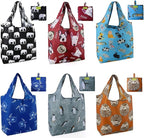 BeeGreen Heavy Duty Bulk Large Reusable Grocery Bags 6 Pack - Foldable Sturdy Recycled Cloth Animal Print Shopping Totes with Handles -Reusable Gifts Bags for Groceries, Travel, Storage & Women