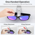 Veharvim Sunglass Holder for Car (2 Pack, One-Handed Operation, Gentle & Secure Hold, Silicone Padded, Universal Fits Sunglass and Car Visor) - Sunglasses Clip for Car Visor (Grey, 2 Pack)