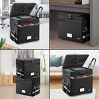 DocSafe File Box with Lock,Multi-Layer Fireproof Document Box Collapsible File Storage Organizer with Pockets/Handle,Large Po